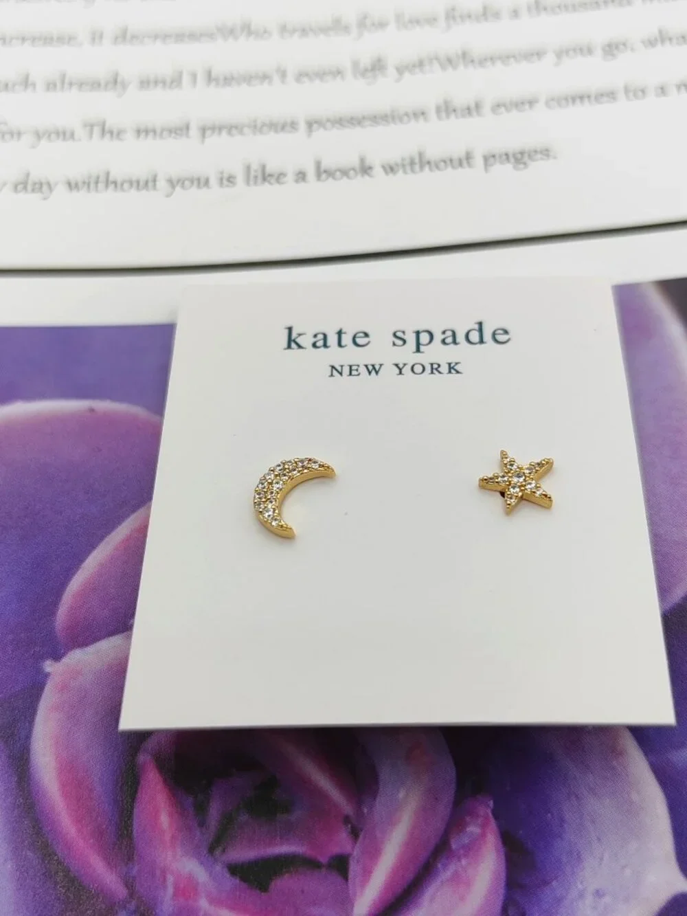 Kate Spade star moon crystal earrings